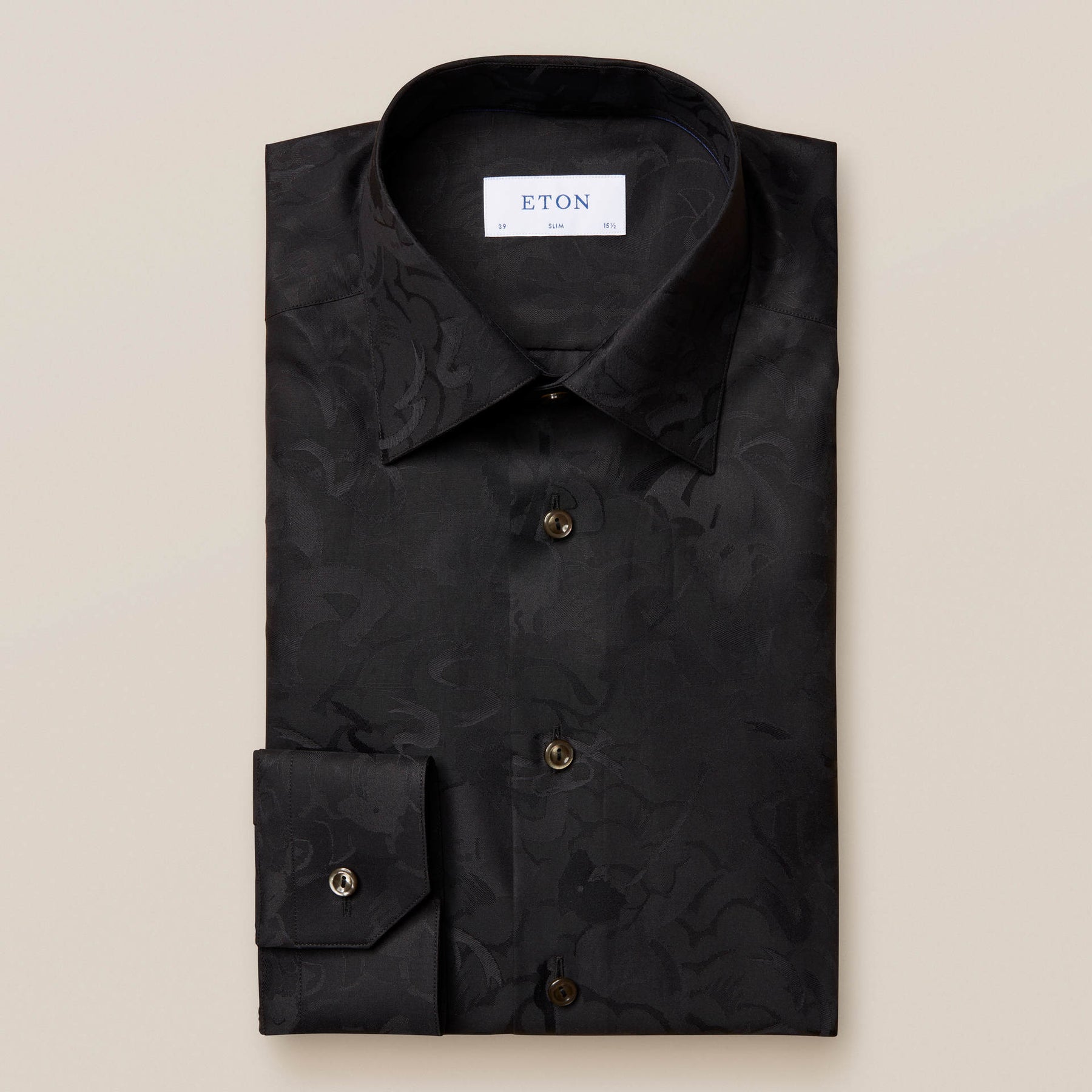 Black floral jacquard shirt – Couture Designer European Clothing