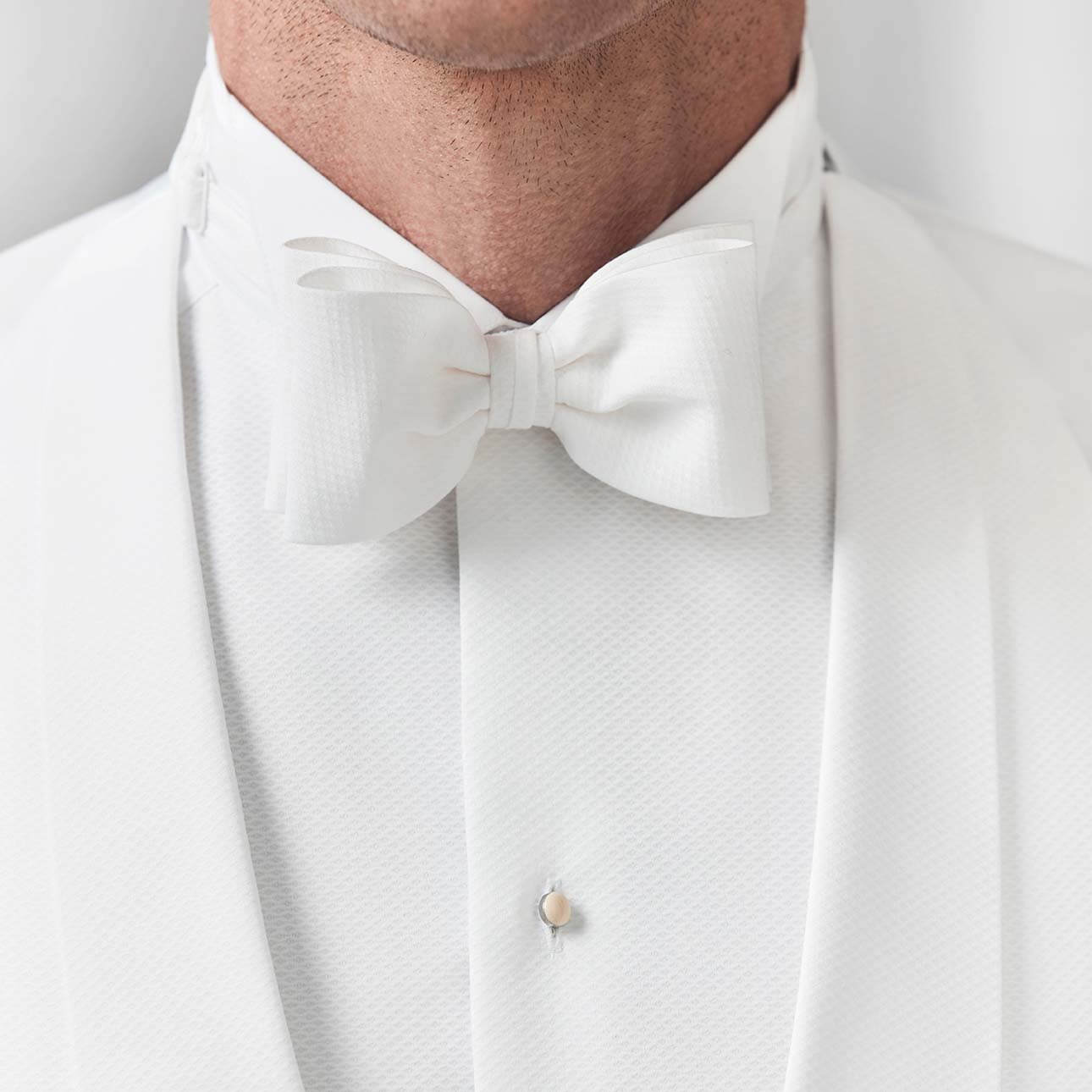 Pique white tie shirt Couture Designer European Clothing